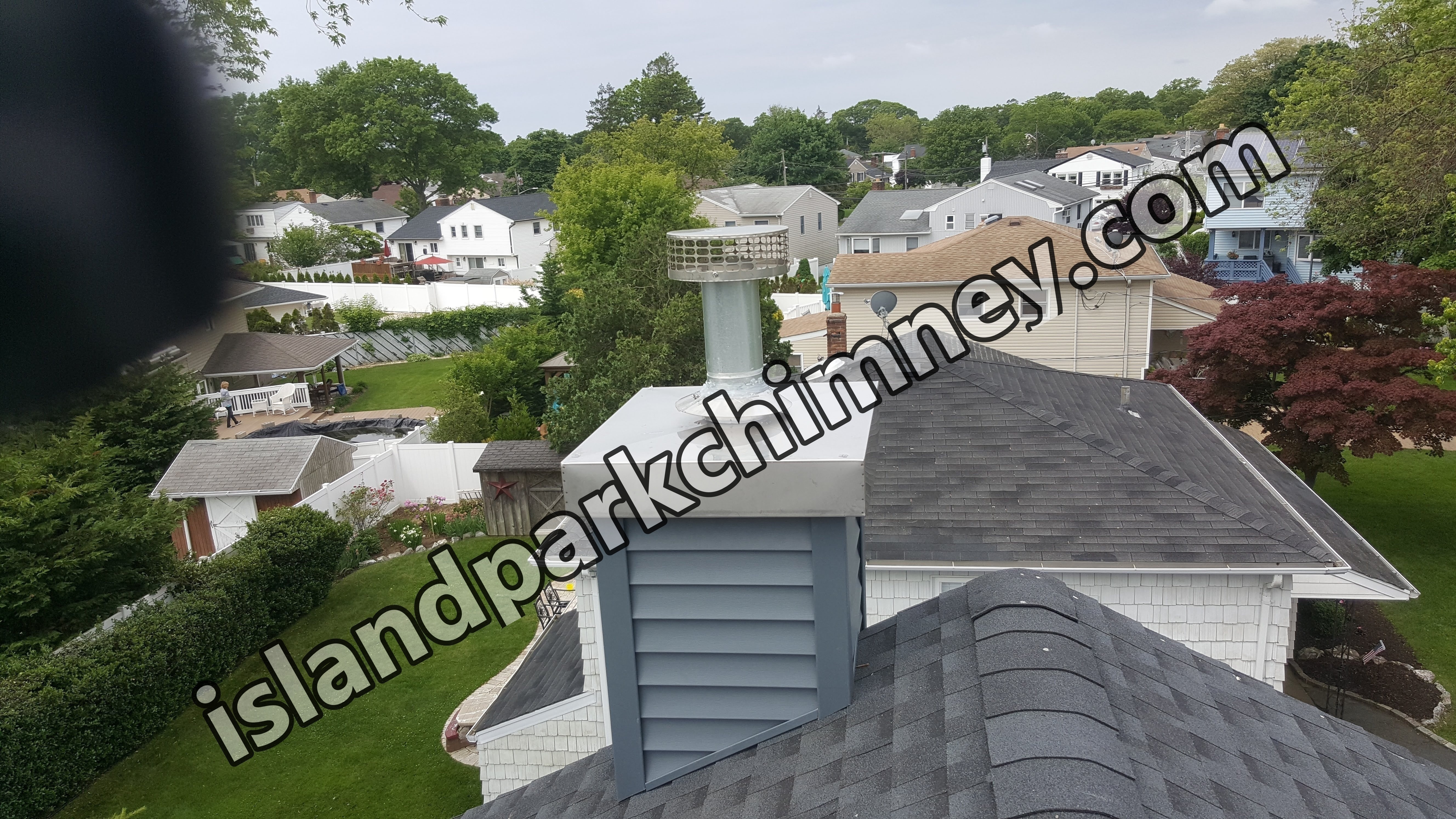 Complete chimney crown rebuild and waterproofing in Island Park, New York